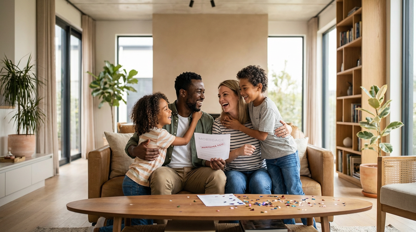 Happy family debt-free